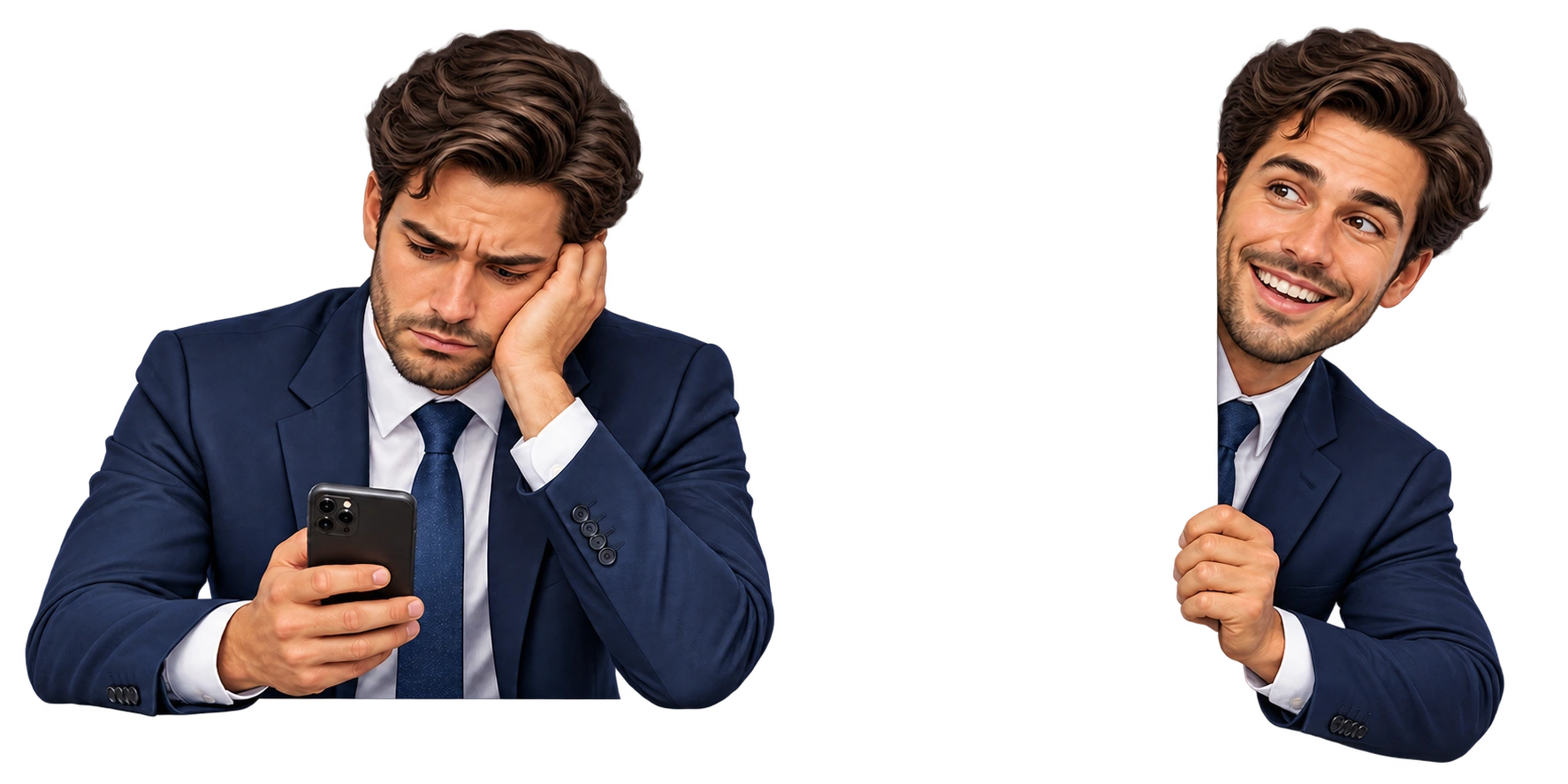 Illustrative broker looking disappointed at his phone