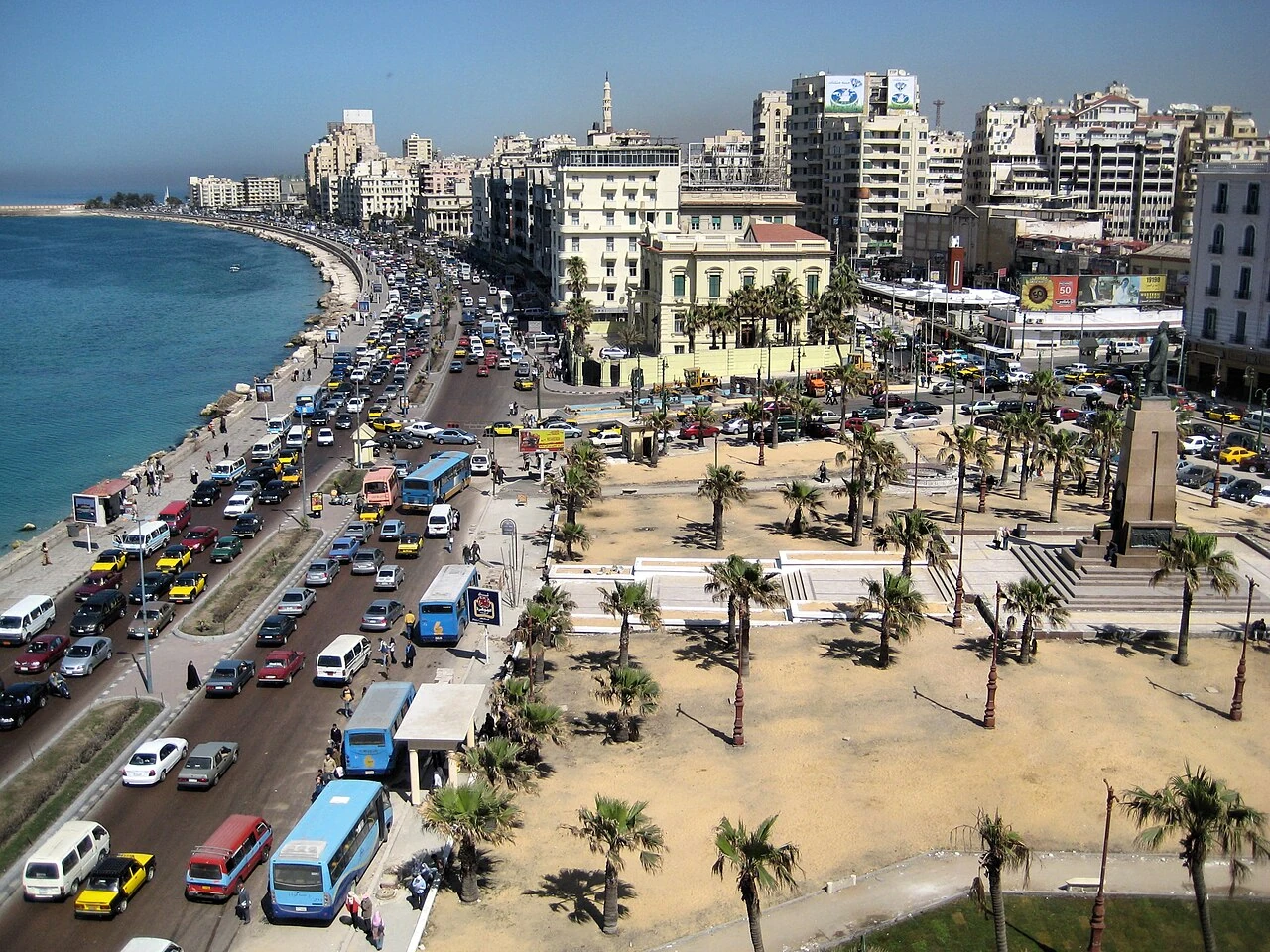 Alexandria Corniche and Mediterranean waterfront in Alexandria