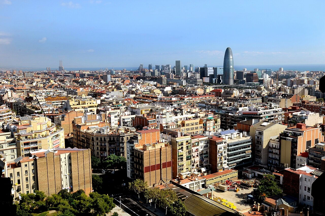 Barcelona skyline with Torre Glories in Barcelona