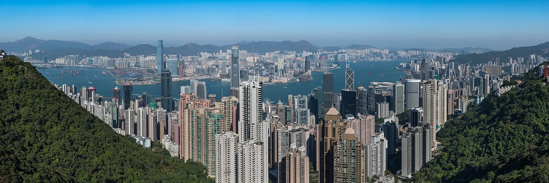 Victoria Harbour skyline from The Peak in Hong Kong SAR